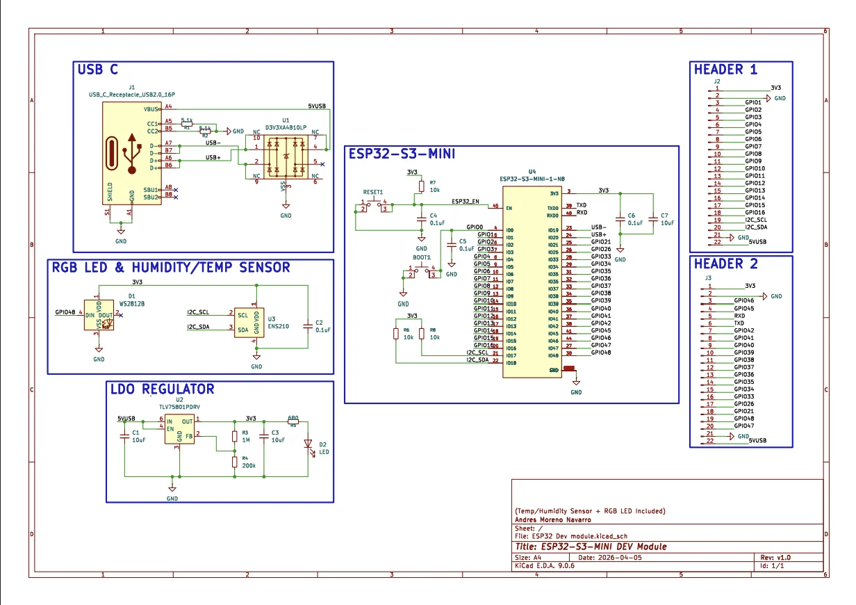 Full ESP32-S3 schematic — KiCad 9
